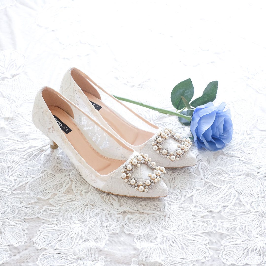 COCO LACE POINTED HEELS 5CM WITH PEARL 