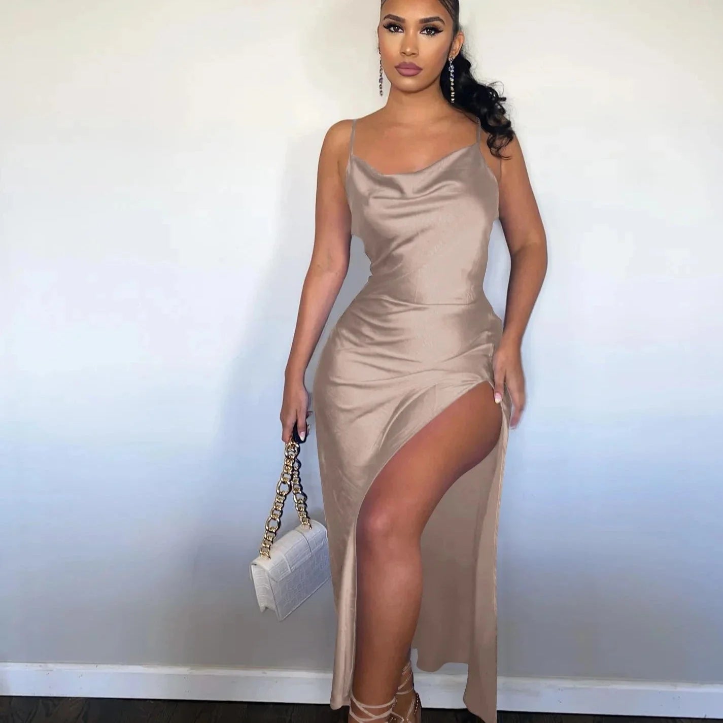 Women€™s Side Slit A-line Bodycon Dress.