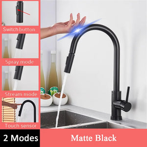 Touchless Kitchen Faucet Pull Out with 360 Degree Rotation Mixer Tap - Family Home Decore