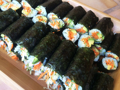 dozens of sushi wraps