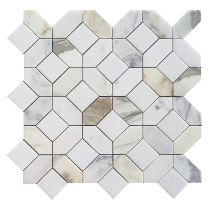 Eclipse Sun Hexagon Polished Marble Mosaic
