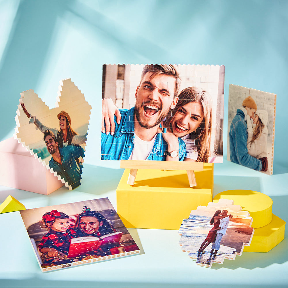 Custom Block Puzzle Personalized Photo Building Brick Multiple Shapes and Sizes Gift for Lover - BuildingPuzzleUS product image