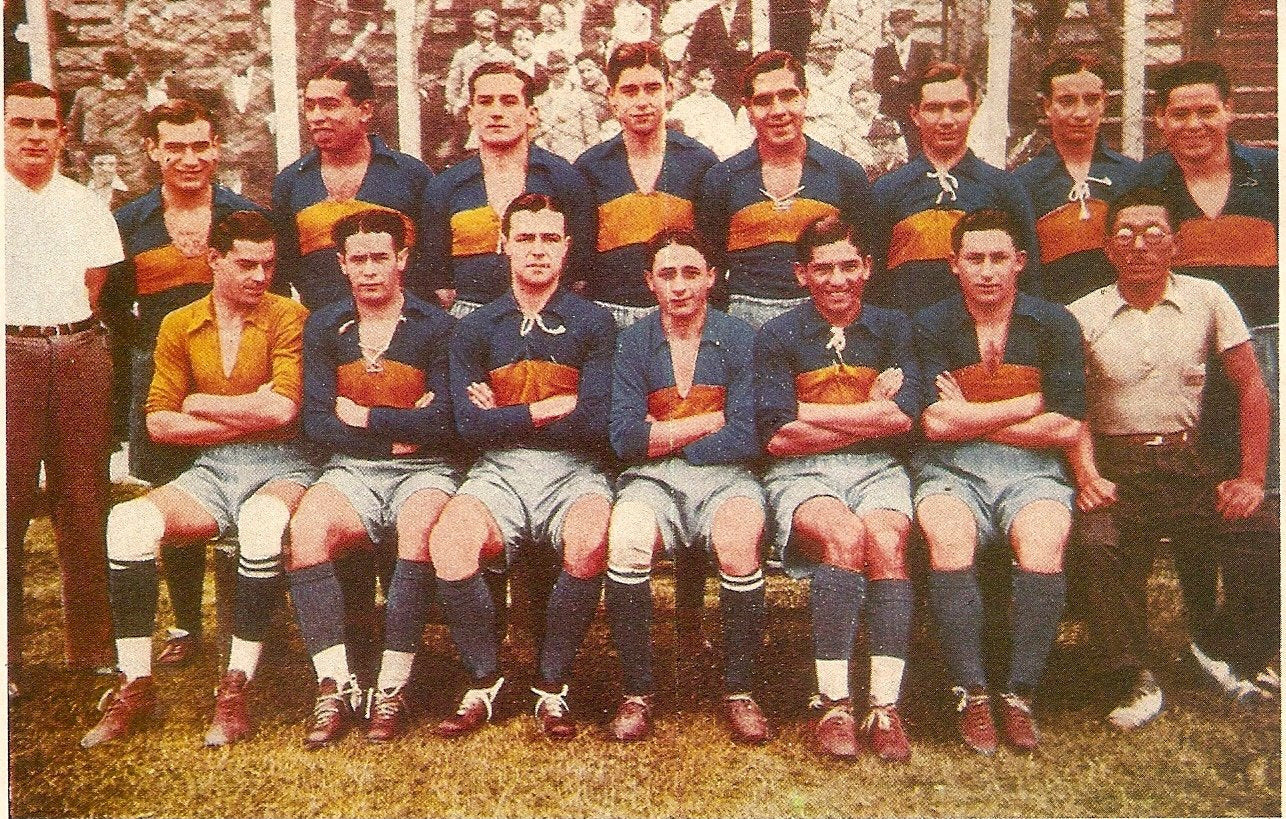 Boca Juniors wearing the Blue and Yellow kit in 1934, Buenos Aires