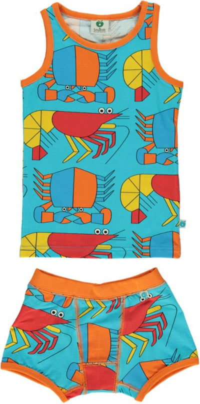 Printed Underwear Set With Excavators Blue Grotto Småfolk - Babyshop