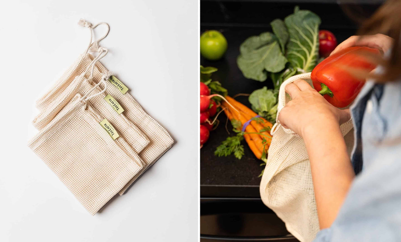 Reusable Cotton Mesh Produce Bags by Tru Earth
