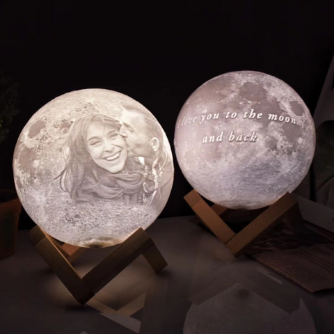 Realistic Custom Photo Moon Lamp – Customizable Love