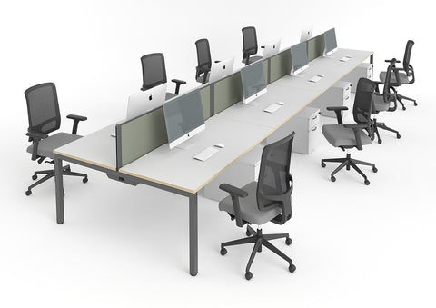 Tangent Relay 8 Person Bench Desk set
