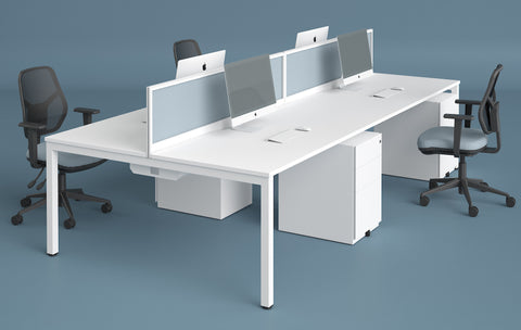 Tangent relay bench desk white 4 person