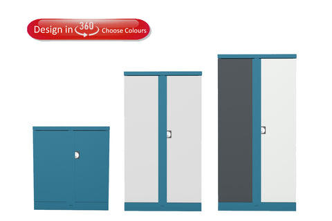 Secure storage cupboards with locking bar