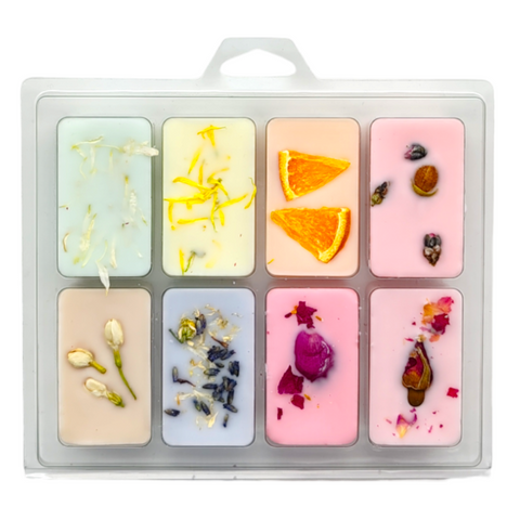 RhiWax Botanicals Collection - 8 beautifully fragrances wax melts decorated with dried botanicals