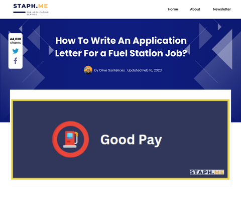 how to write application letter fuel station