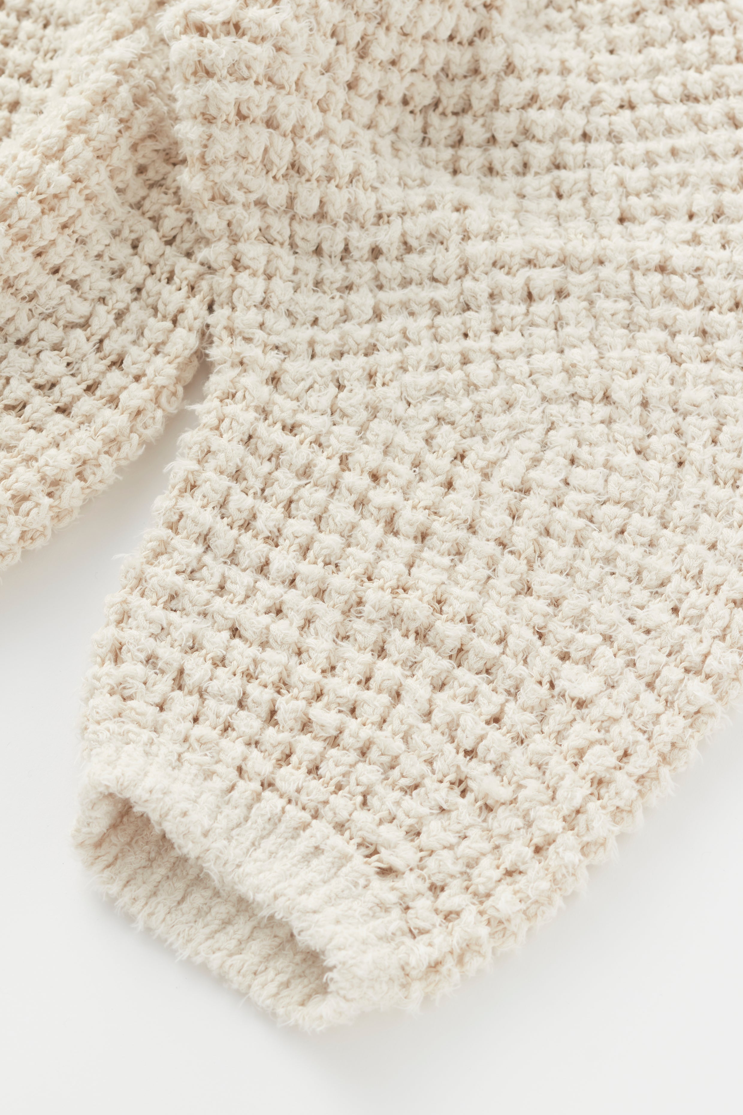 UNFIL cottonshaggy chunky waffle-knit白-