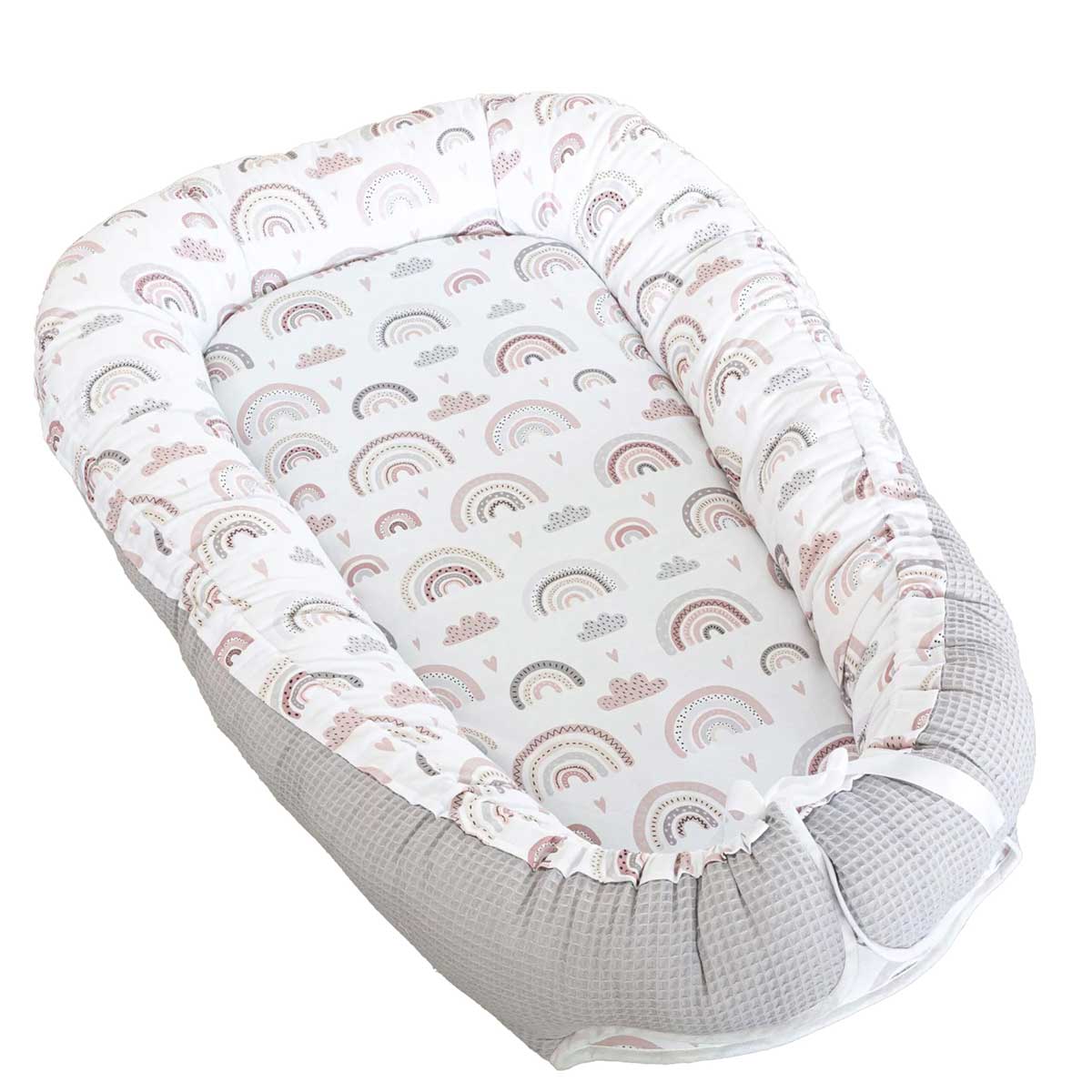 Babynest Dusty Pink Rainbow Light Grey – Milimina