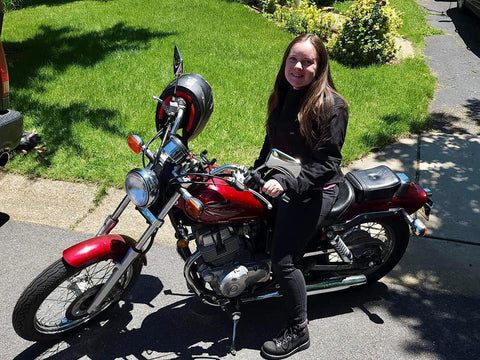 Alex on her Honda Rebel 250