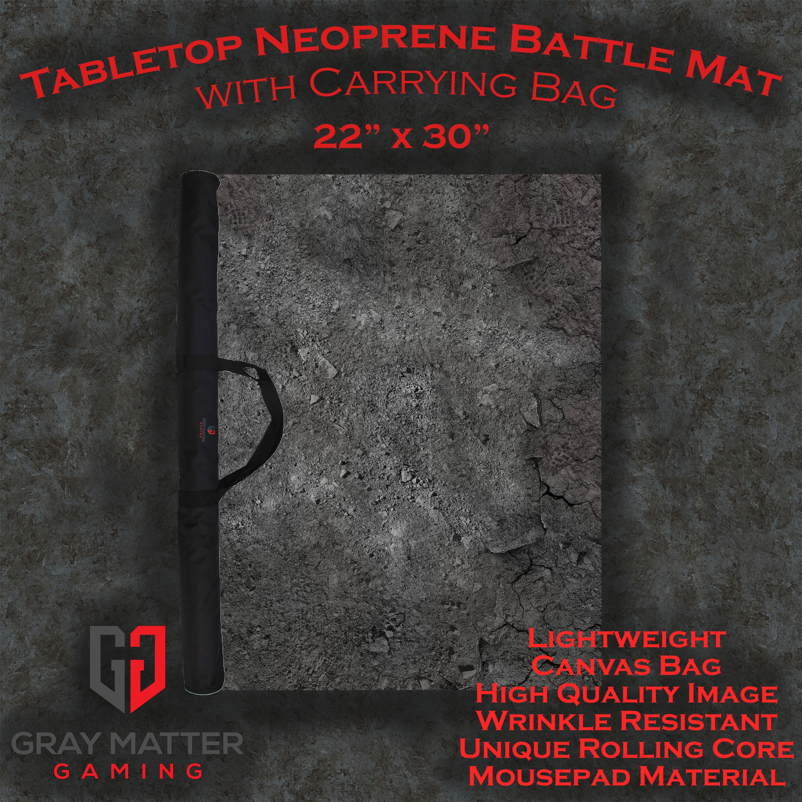 Ashen Wastelands - Neoprene Battle Mat - Warhammer, AoS, 40K, Kill Team, MCP, Shatterpoint, Legion, Deadzone, More