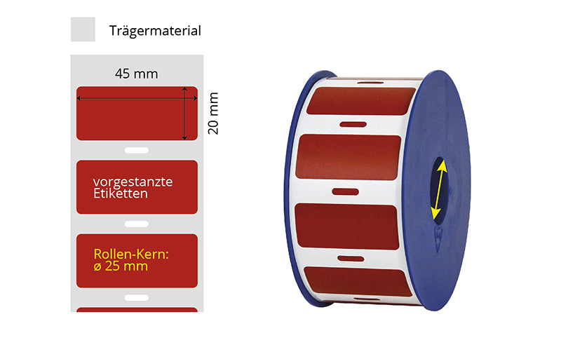 TT-Etiketten LM-Vinyl, 45x20mm, rot