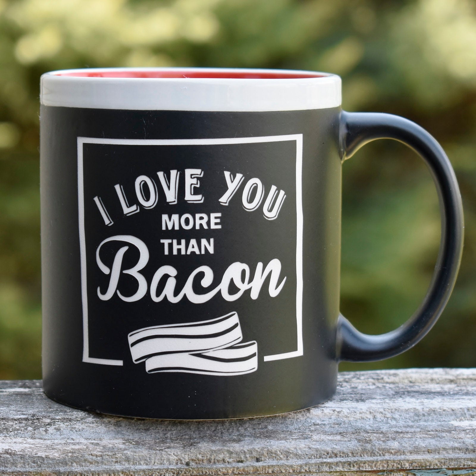 Jumbo Chalkboard I Love You More Than Bacon Coffee Mug Funny Coffee Julies Heart