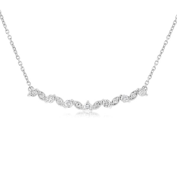 18K White Gold Diamond Bar Necklace