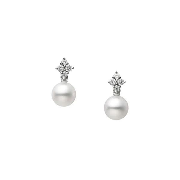 Shop Mikimoto Circle TwoTone 18K Gold Diamond  Floating 55MM Cultured  Akoya Pearl DropHoop Earrings  Saks Fifth Avenue