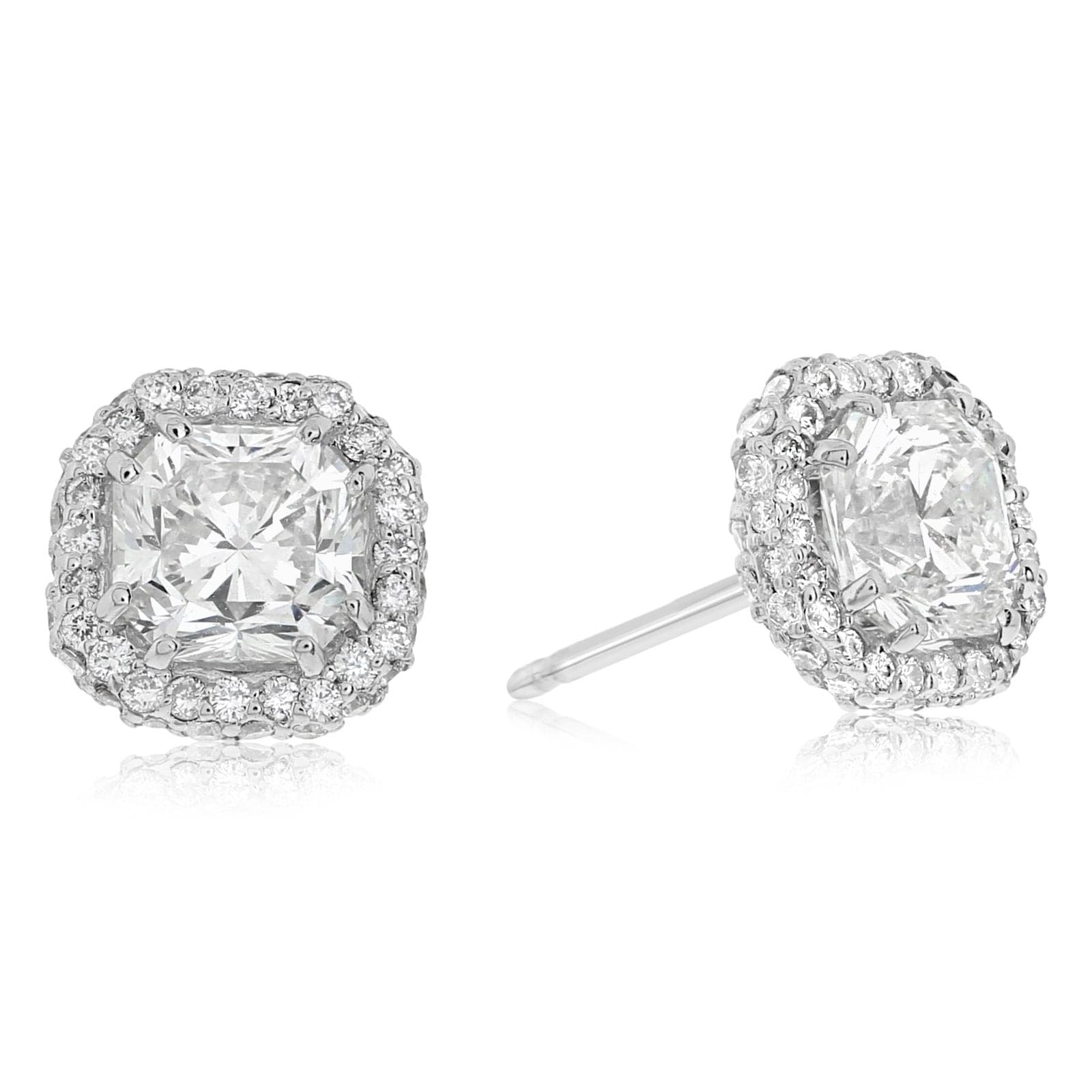 Certified 4ct. Diamond Stud Earrings 18k Gold over Italy Silver 