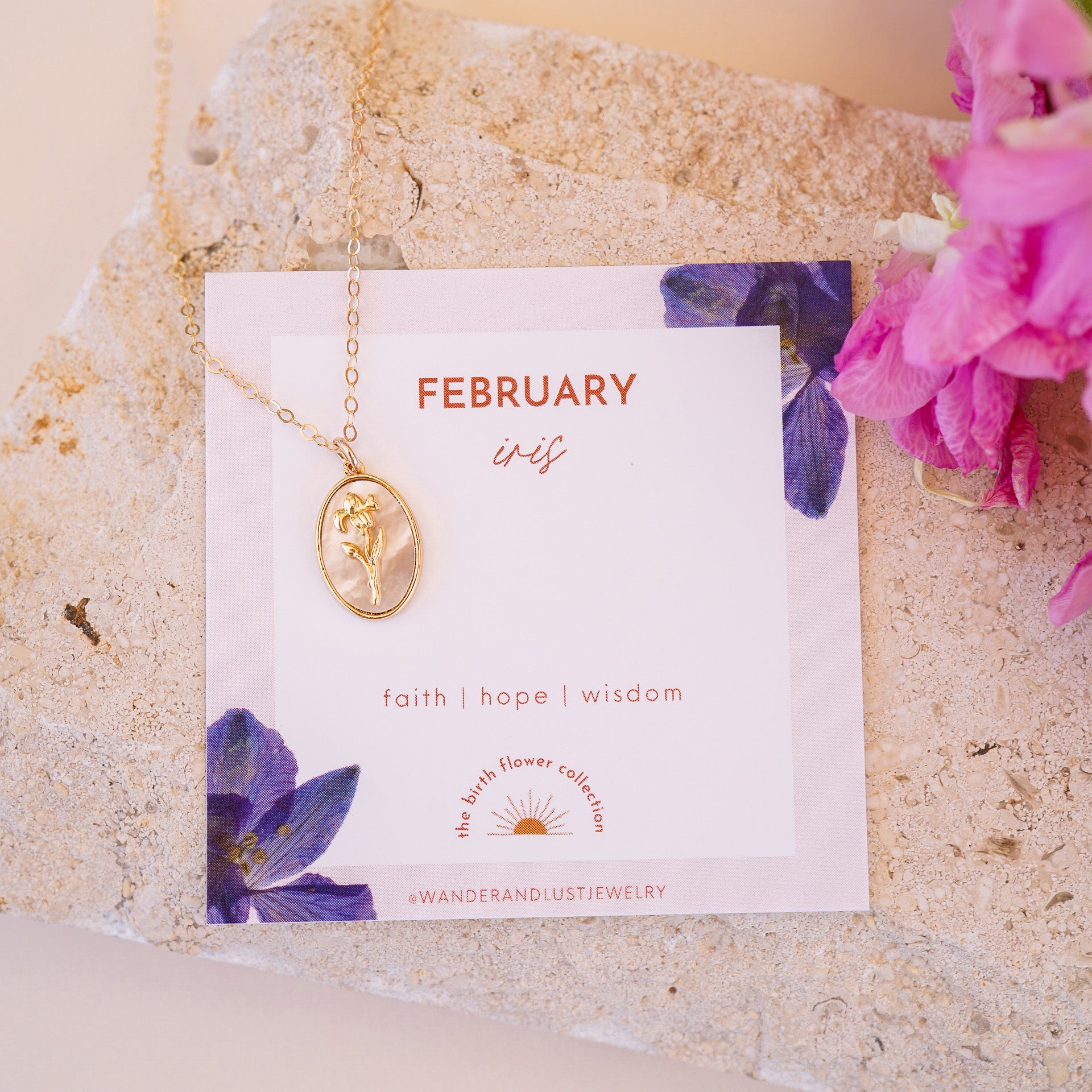 February Birth Flower Necklace 
