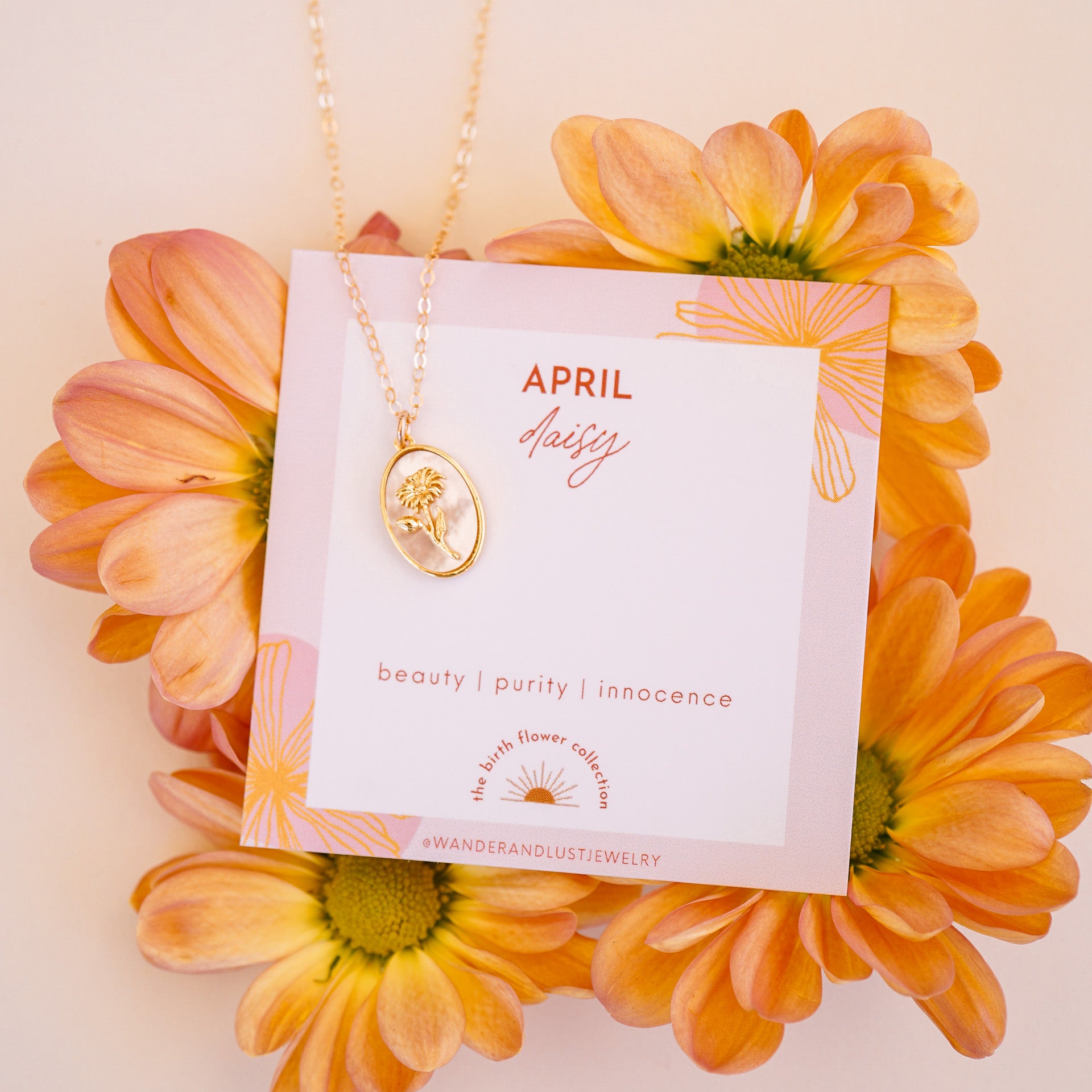 April Birth Flower Necklace