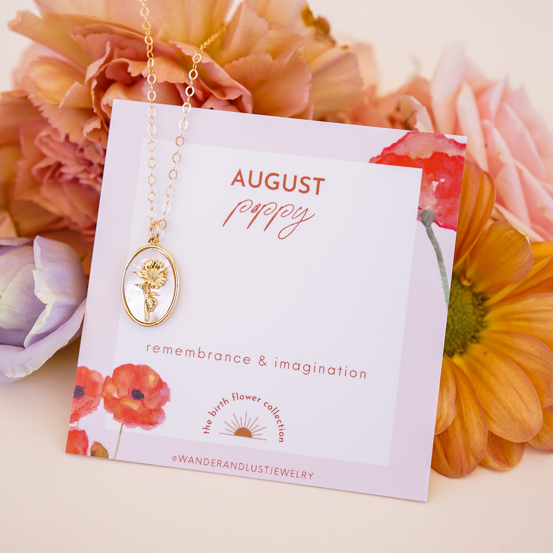 August Birth Flower Necklace