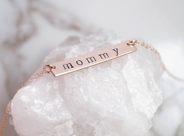 Rose Gold Personalized Bar Necklace