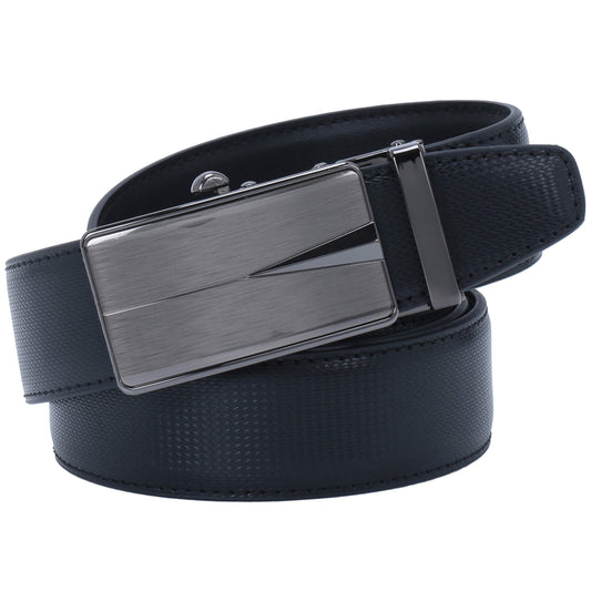 Leather World Auto Lock Buckle Vegan Leather Formal Black Belt For Men –