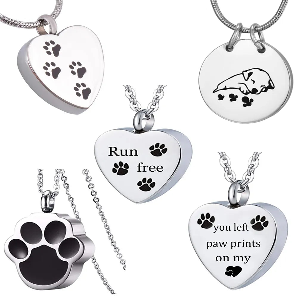 Cremation Jewelry Unisex Stainless Steel Paw Print