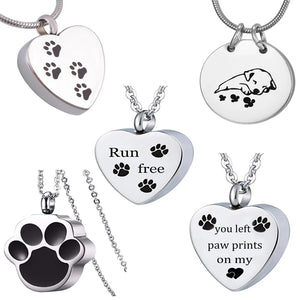 Cremation Jewelry Unisex Stainless Steel Paw Print - Shopsunshineblossoms