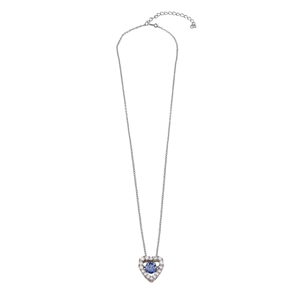 Tanzanite Inspired Dancing Heart Pendant Necklace