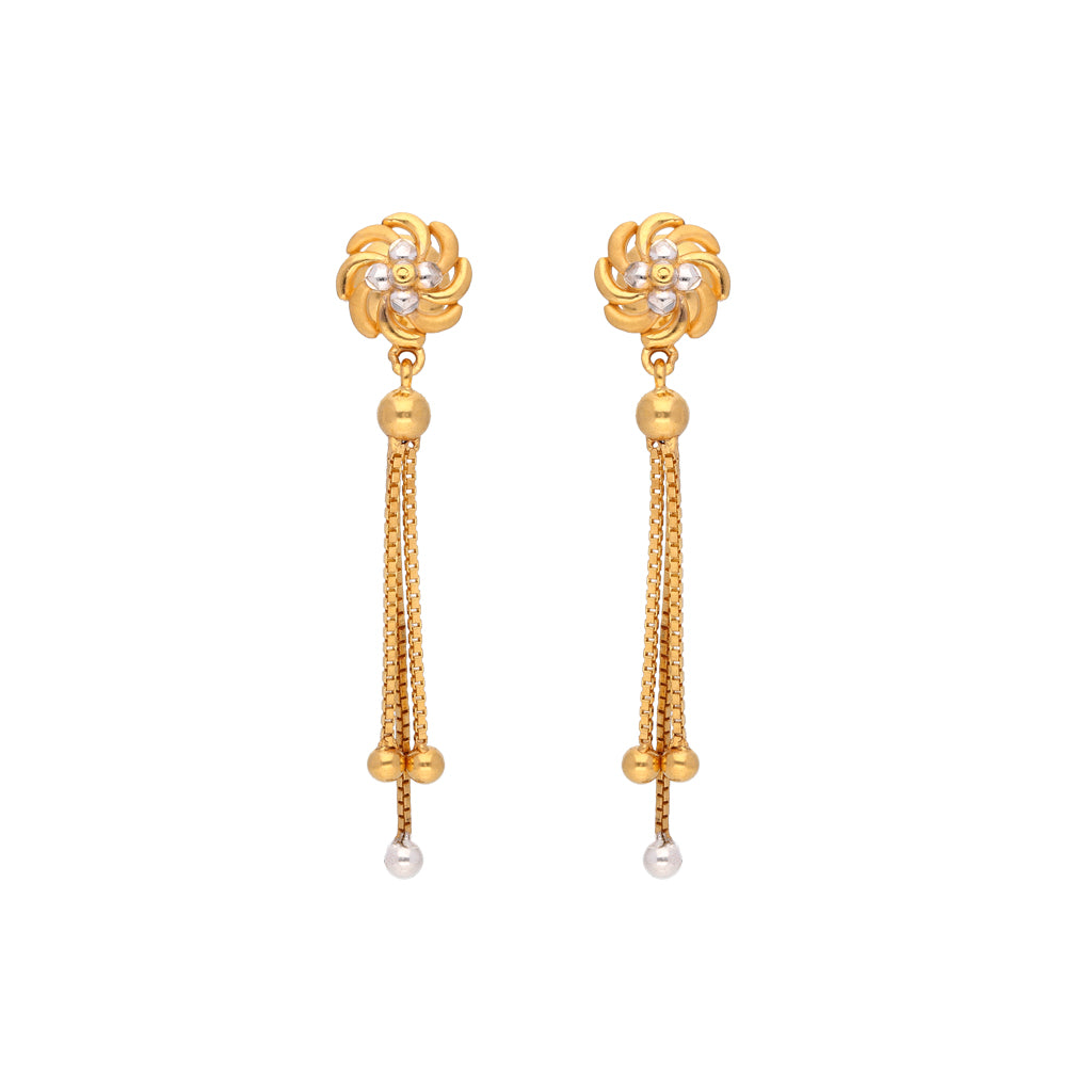 Manufacturer of 22kt gold cz casting fancy earrings with chain tassels |  Jewelxy - 103556