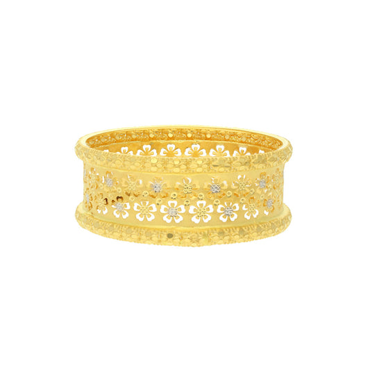 Gold Bangle (10.71 gm), 18 KT Plain Yellow Gold Jewellery - Chloe Criss-Cross Gold Bangle for Women. Design - Geometry. Size 2.4.