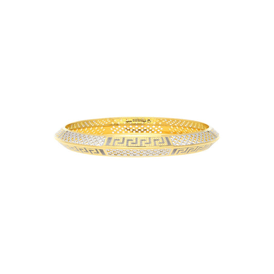 Gold Bangle (10.71 gm), 18 KT Plain Yellow Gold Jewellery - Chloe Criss-Cross Gold Bangle for Women. Design - Geometry. Size 2.4.