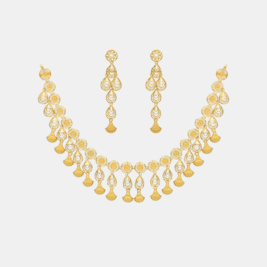 22k Plain Gold Necklace Set JGS-2203-05926 – Jewelegance