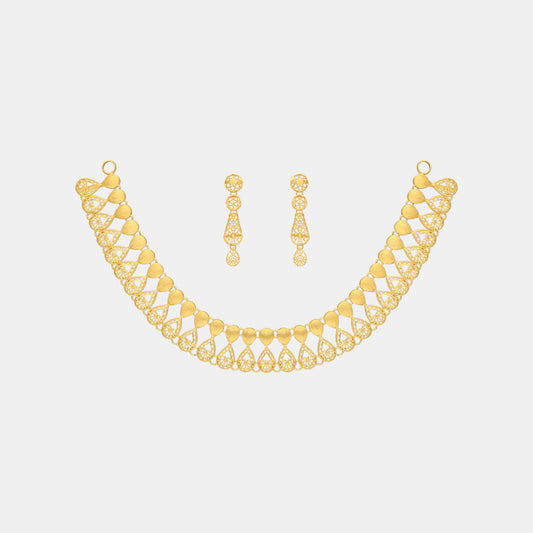 22k Plain Gold Necklace Set JGS-2203-05926 – Jewelegance