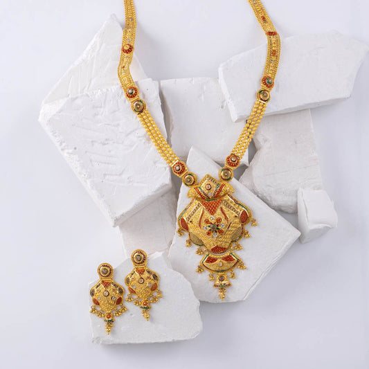 22k Plain Gold Necklace Set JGS-2204-06038 – Jewelegance