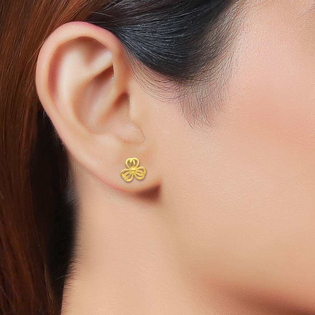 Dangling Gold Earrings In 22K Gold For Women - Lagu Bandhu