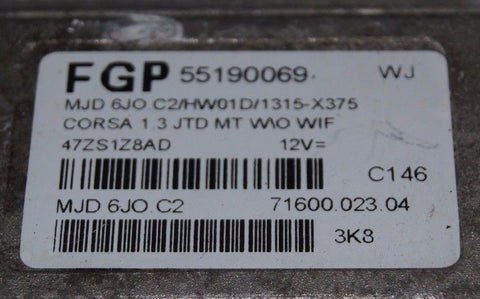  1.3 CDTI ECU 55190069. КОД + ПИН код