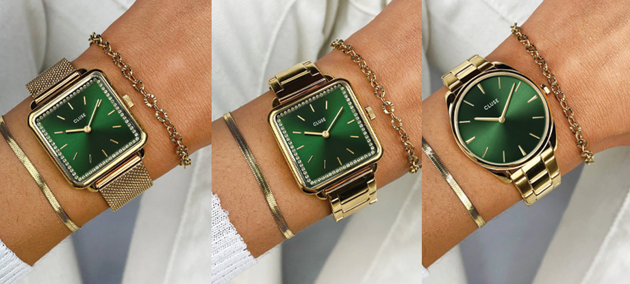 golden green cluse watch