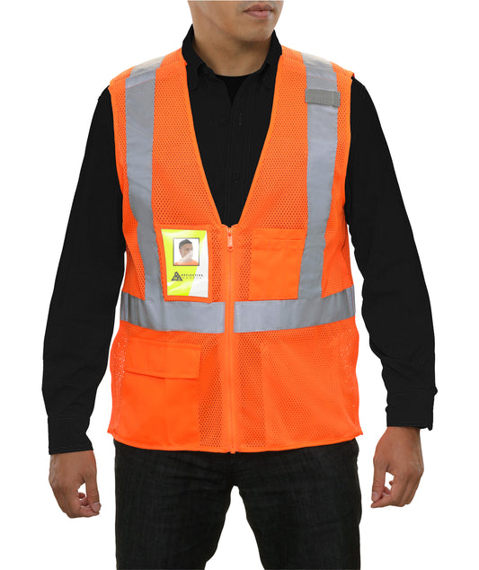 USD 3.84 - Dromex Reflective Vest 2 Tone Zip ID Orange/Lime X Large SA2