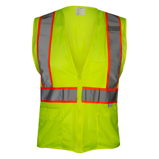 Lime Hi-Vis Zippered Mesh Vest: 581ETLM – Reflective Apparel Inc
