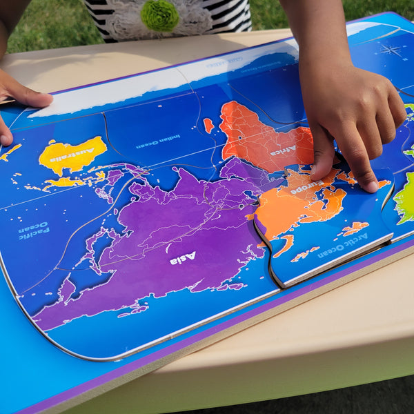 Our World Puzzle Set by simplyFun helps teach USA and world geography and astronomy.