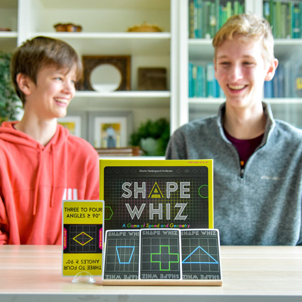 Shape Whiz by SimplyFun is a fun geometry game and measurement game for ages 10 and up.