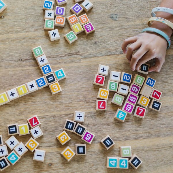 Sumology by SimplyFun is a fun math game focusing on addition, multiplication, subtraction, and division. It's like scrabble for math.