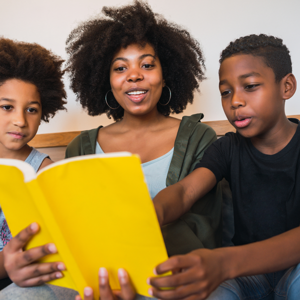 Parent reading with children