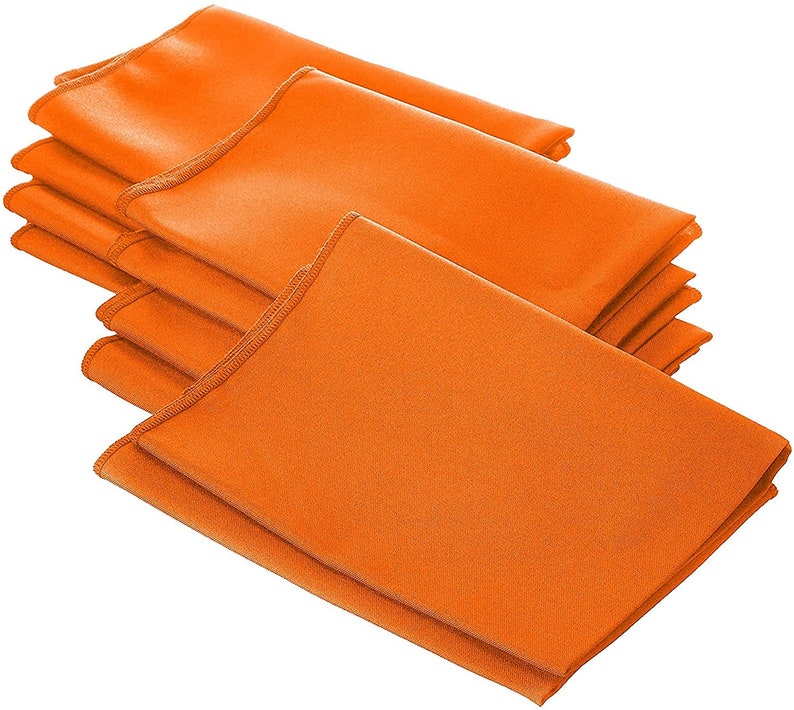 12- Pack - 18"x 18" Solid Polyester Cloth Napkins for Wedding Party Restaurant Dinner Family Gatherings Washable Set of 12. Orange
