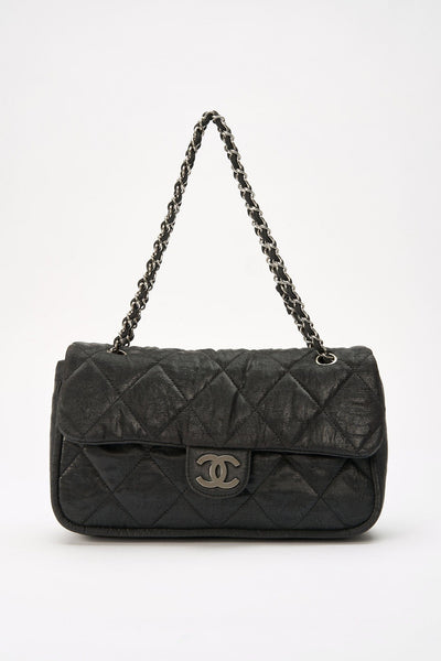 Bolsa de nylon de nylon con textura negra de Chanel - Negro - Negro