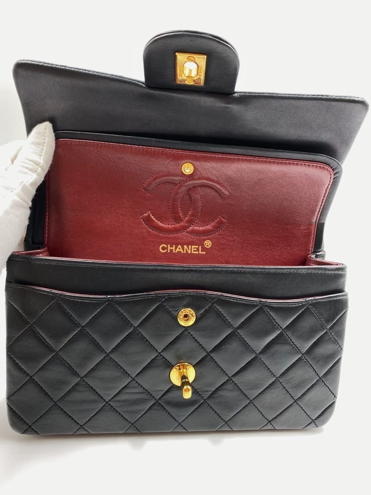 Inside a Medium Classic Chanel Double Flap Bag  Chanel classic flap bag  Chanel Chanel classic